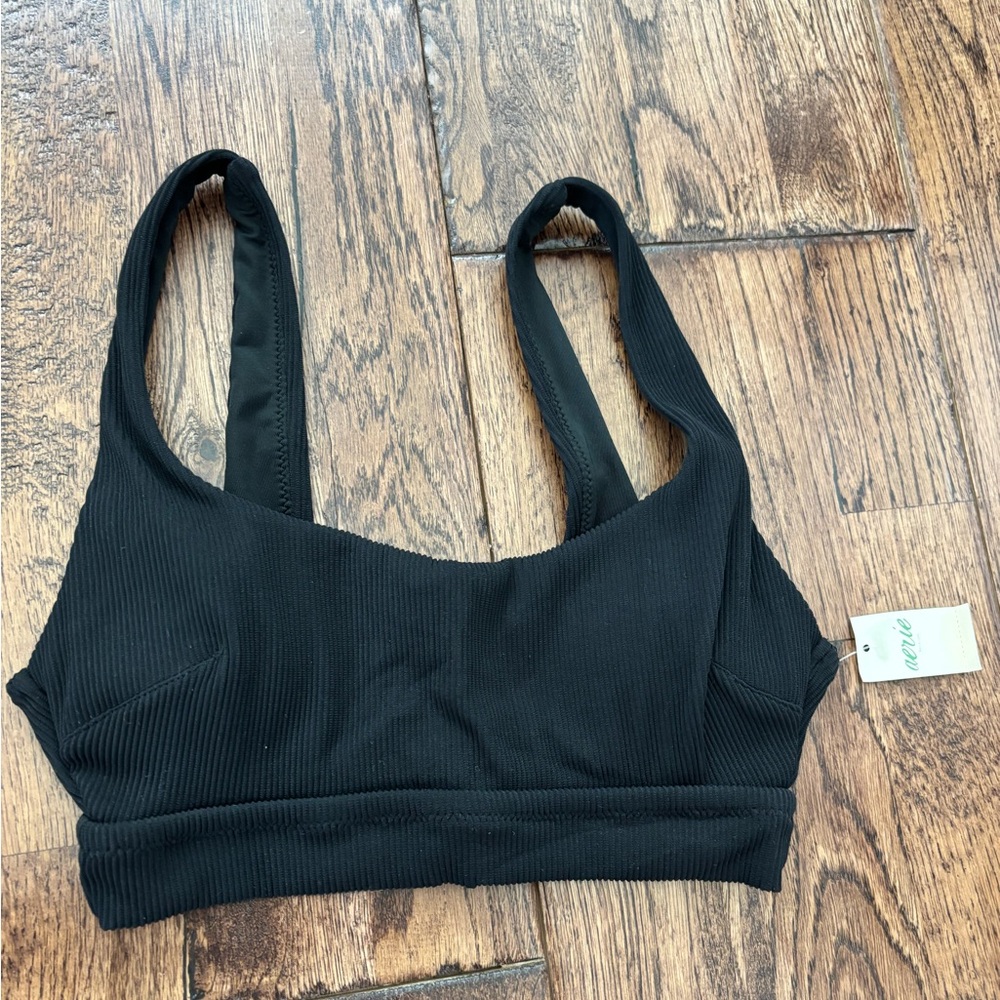 BRAND NEW AERIE ribbed banded wide strap scoop bikini top